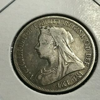 1893 Great Britain Silver Shilling Queen Victoria