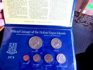 1974 Coinage Of The British Virgin Islands 7 - Coin Set W/info Sheets