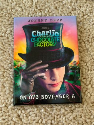 Johnny Depp Charlie And The Chocolate Factory Promo Pin Button On Dvd Nov.  8