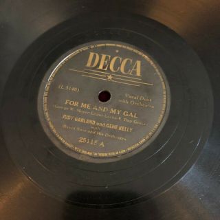 1946 Judy Garland Gene Kelly For Me And My Gal Vg,  10 " 78 Decca 25115 Movie Song