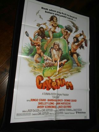 Caveman Ringo Starr Barbara Bach Dinosaurs Folded One Sheet Poster