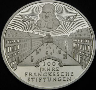 Germany 10 Mark 1998f Proof - Silver - Francke Foundations In Halle - 3489 ¤