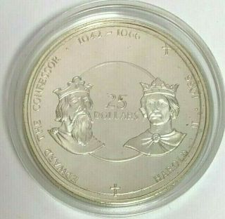 1980 Cayman Silver 25 Dollars Kings Queens Of England Saxon Kings No Reserve_3
