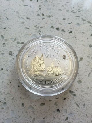2011 Australian 1/2 Oz Lunar " Year Of The Rabbit ".  999 Silver Bu Coin