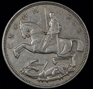 Foreign Night 1 1935 Great Britain Crown.  Big Silver Km 842