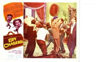 Spy Chasers 1955 Release Lobby Card Bowery Boys Leo Gorcey Huntz Hall,