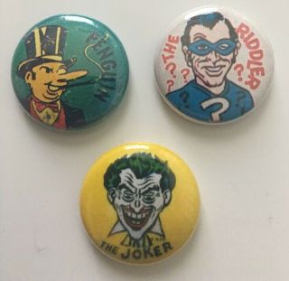 Batman Villains Button Pin - Back 1” Joker Riddler Penguin Vintage Like Batman 91