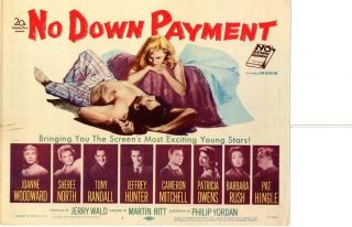 No Down Payment 1957 Release Title Lobby Card Woodward Randall North