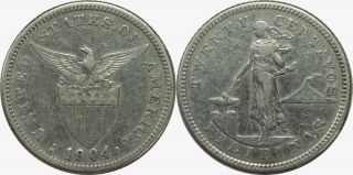 1904 - S Us/philippines 20 Centavos Vf Details Silver Allen 10.  04 Xx80