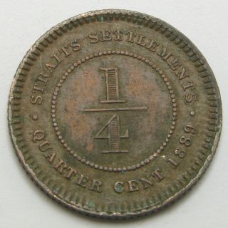 Straits Settlements (british) 1/4 Cent 1889 - Bronze - Victoria - Vf - 465