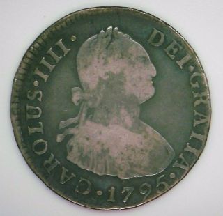 Spain 2 Reales 1795 Carlos Iiii Iv Colonial Coin Peru