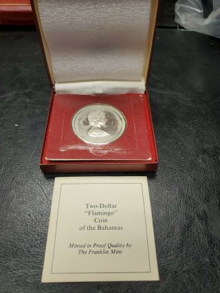 1972 Two Dollar Flamingo Sterling Proof Coin Bahamas Coin