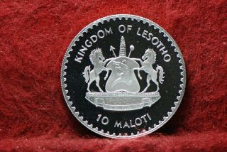 Lesotho,  1982 10 Maloti,  Km40,  Silver, .  4999 Oz. ,  G.  Washington,  Proof,  Nr,  8 - 14