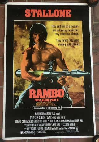 1985 Rambo First Blood Part Ii Movie Poster 23 X 35 Sylvester Stallone