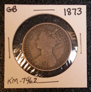 1873 Great Britain One Florin Coin Queen Victoria Km - 746.  2