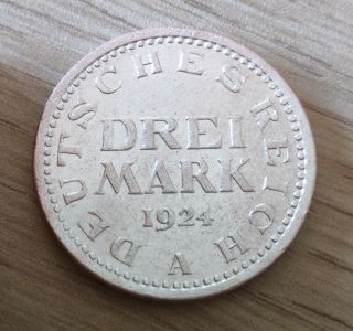 Germany - Weimar Republic 3 Mark 1924 A Silver Coin