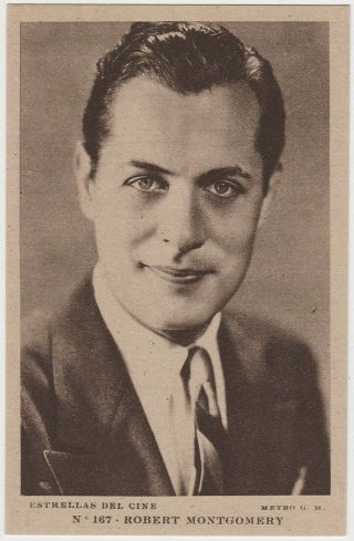 Robert Montgomery Vintage 1930s Estrellas Del Cine 167 Postcard From Spain E4
