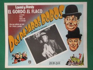 Stan Laurel Oliver Hardy Block - Heads Art Spanish Mexican Lobby Card
