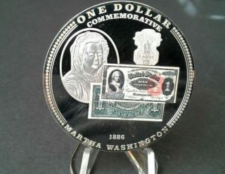 World Old Coin 1886 1 Dollar Commemorative Martha Washington Silver Certificate