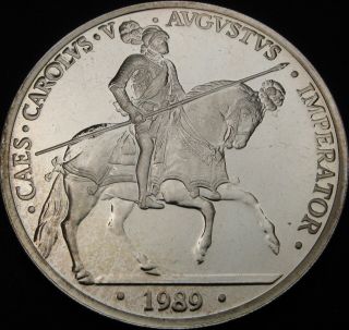 Spain 5 Ecu 1989 Prooflike - Silver - Carlos V Augustus Imperator - 2000 ¤