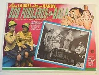 Laurel And Hardy " Bonnie Scotland " Mexican Lobby Card - Dos Fusileros Sin Bala