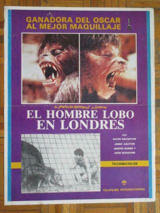 An American Werewolf In London Horror Monster Wolfman Orig Mexican Lobby Card 2