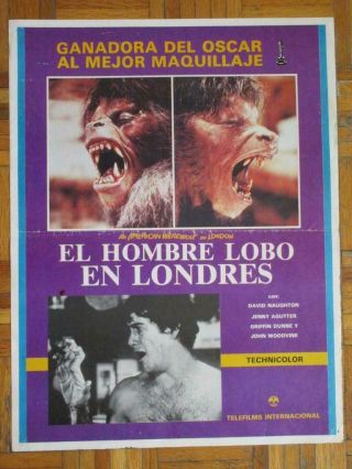 An American Werewolf In London Horror Monster Wolfman Orig Mexican Lobby Card 4