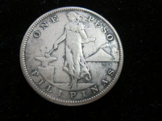 1908 United States Of America One Peso Filipina Silver Coin
