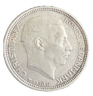 Denmark 2 Kroner Silver 1930,  60th Birthday Of King Christian X,  Km 829 Xf