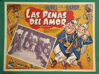 Stan Laurel Oliver Hardy Beau Hunks Art Spanish Mexican Lobby Card 1