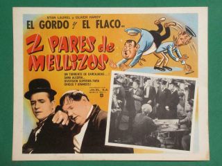 Stan Laurel Oliver Hardy Our Relations Art Spanish Mexico Lobby Card