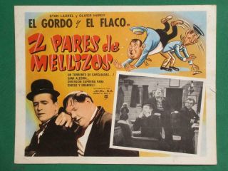 Stan Laurel Oliver Hardy Our Relations Art Spanish Mexican Lobby Card