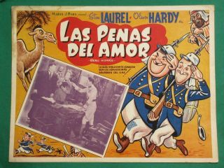 Stan Laurel Oliver Hardy Beau Hunks Art Spanish Mexican Lobby Card 3