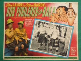 Stan Laurel Oliver Hardy Bonnie Scotland Art Spanish Mexico Lobby Card