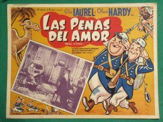 Stan Laurel Oliver Hardy Beau Hunks Art Spanish Mexican Lobby Card 2