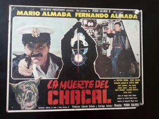 Vintage 1984 La Muerte Del Chacal Mario Almada Mexican Lobby Card
