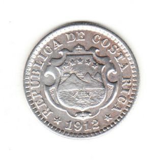 1912 Gcr Costa Rica Silver 10 Centimos Philadelphia Au Grade