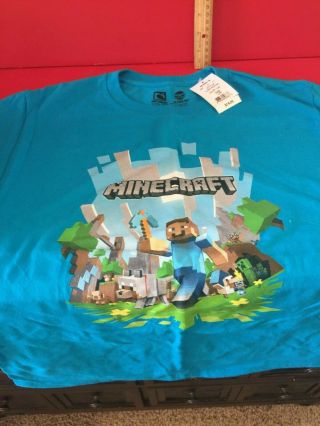 w Tag GIFT Boy ' s L TEAL T shirt Mine Craft Video Gamer T5 2