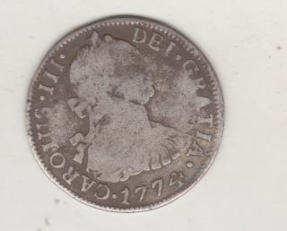 Spanish Silver Colonia 2 Reales 1774 Potosi Jr Carlos Iii Bolivia