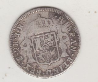 SPANISH SILVER COLONIA 2 REALES 1774 POTOSI JR CARLOS III BOLIVIA 2
