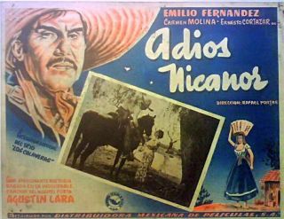 Emilio Fernandez,  Carmen Molina Adios Nicanor Mexican Lobby Card 1937