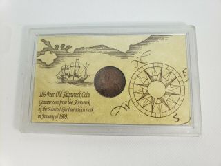 1808 East India Company X Cash Admiral Gardner Shipwreck Coin In Holder
