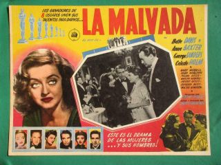 Bette Davis All About Eve La Malvada Art Spanish Mexican Lobby Card