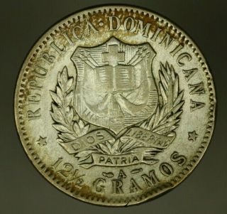 Dominican Republic Silver 1/2 Peso 1897 cleaned XF A1767 2