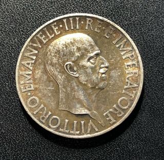 Italy 1936r Yr.  Xiv 10 Lire Silver Coin: Vittorio Emanuele Iii