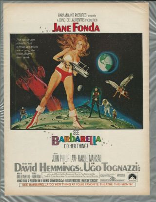 1968 Barbarella Movie Advertisement,  Sexy Jane Fonda