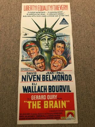 Daybill Poster 13x30: The Brain (1969) David Niven,  Jean - Paul Belmondo