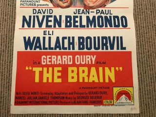 Daybill Poster 13x30: The Brain (1969) David Niven,  Jean - Paul Belmondo 2