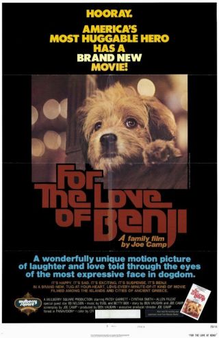 For The Love Of Benji 1977 Movie Poster Adventure Comedy Drama