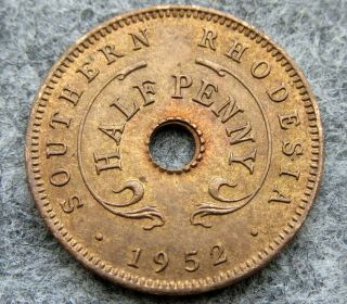 Southern Rhodesia George Vi 1952 Halfpenny 1/2 Penny,  Bronze Unc Lustre